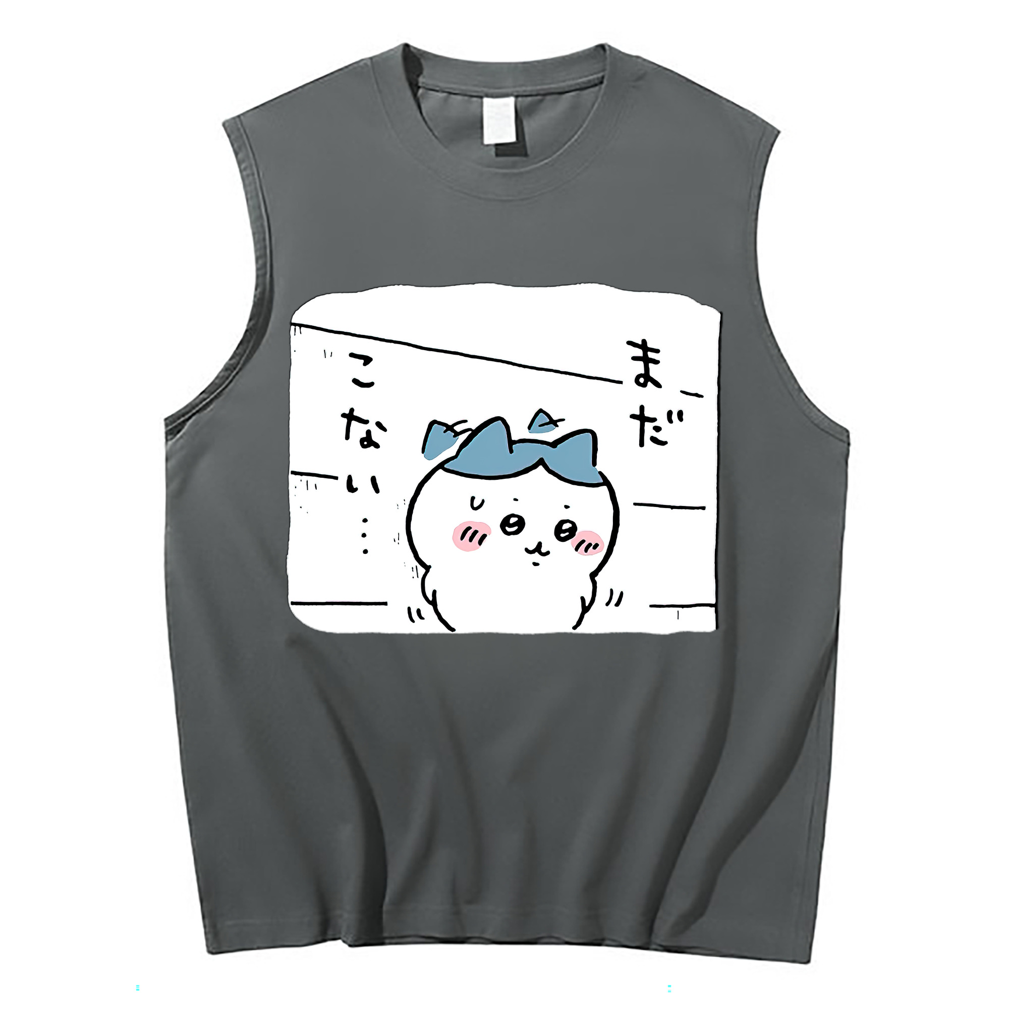（画像用） ちいかわ ハチワレ Chii-kawa hachiware コットン100％タンクトップ（フロントプリント）